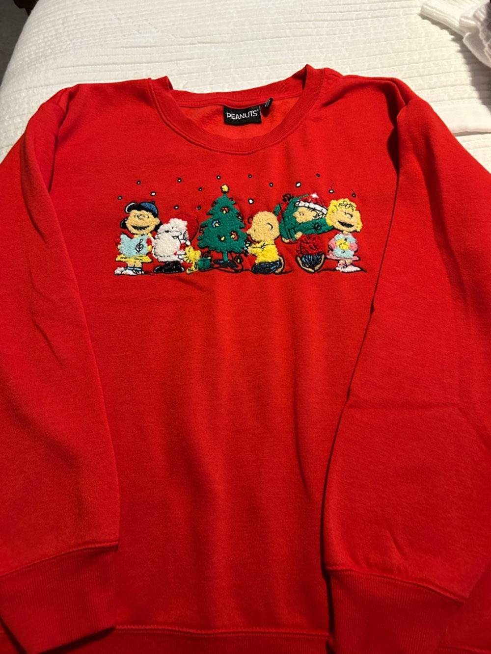 Peanuts Holiday Sweatshirt with Embroidered Characters